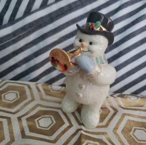 Lenox Snowman Collection Snowman Swing gold trimmed Porcelain Figurine as is